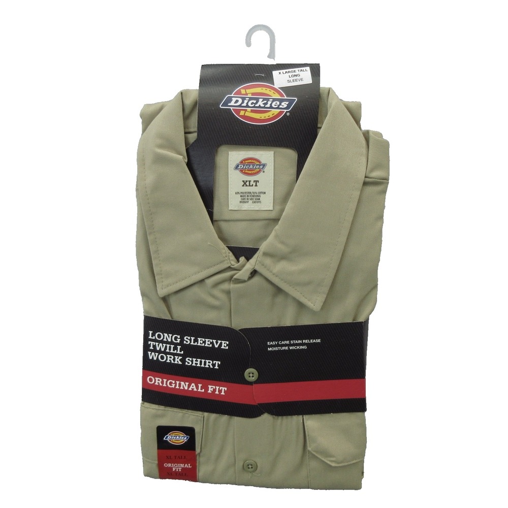 Dickies Work Shirt Mens XLT Khaki Long Sleeve Original Fit Twill New